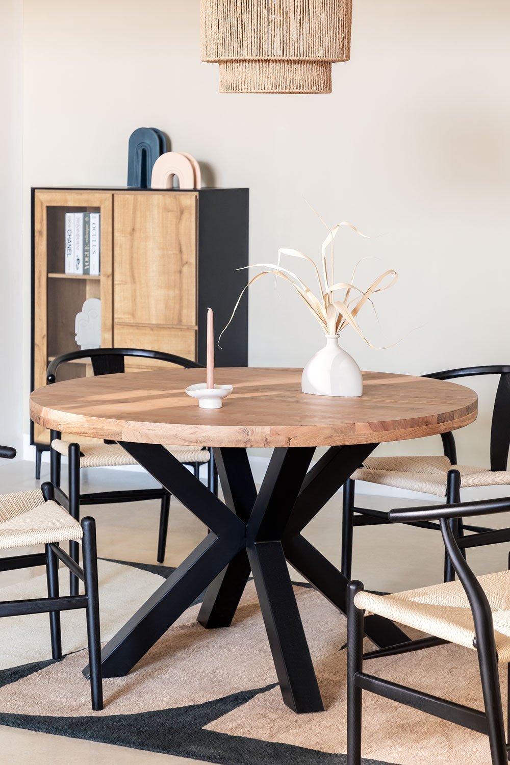 Mesa de jantar redonda em madeira de acácia (Ø120 cm) Gaiba, imagem de galeria 1