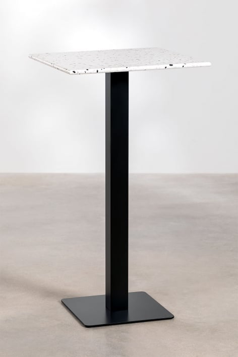 Mesa Alta Quadrada em Terrazzo (60x60 cm) Praline