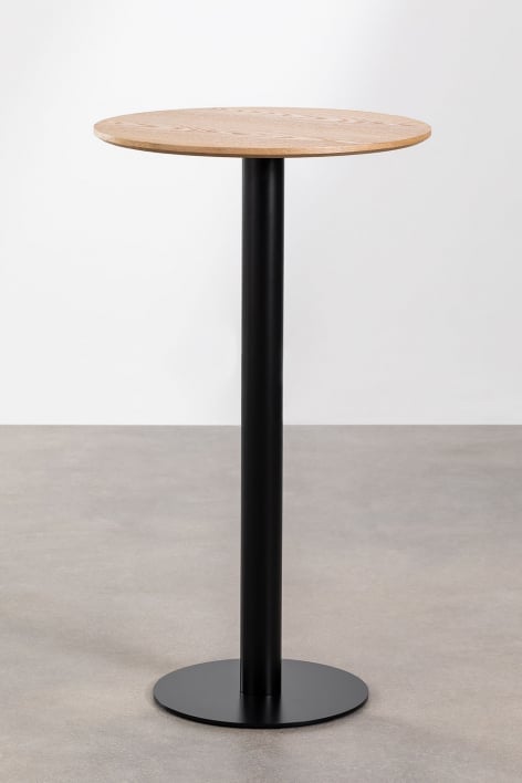 Mesa de bar alta redonda em Frappe Ash folheado - Ø60 cm