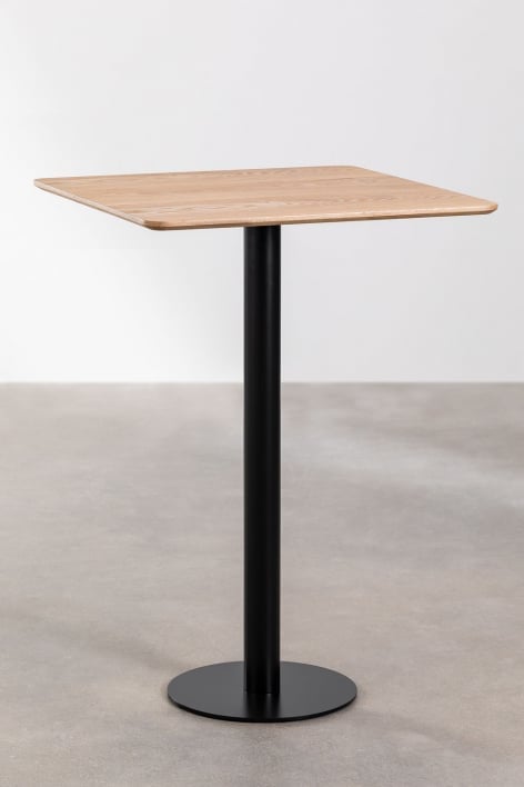 Mesa Alta de Bar Quadrada em Lâmina de Freixo Frappe - ↔︎ 70 cm