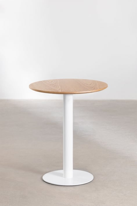 Mesa de Bar Redonda em Lâmina de Freixo Frappe - Ø60 cm