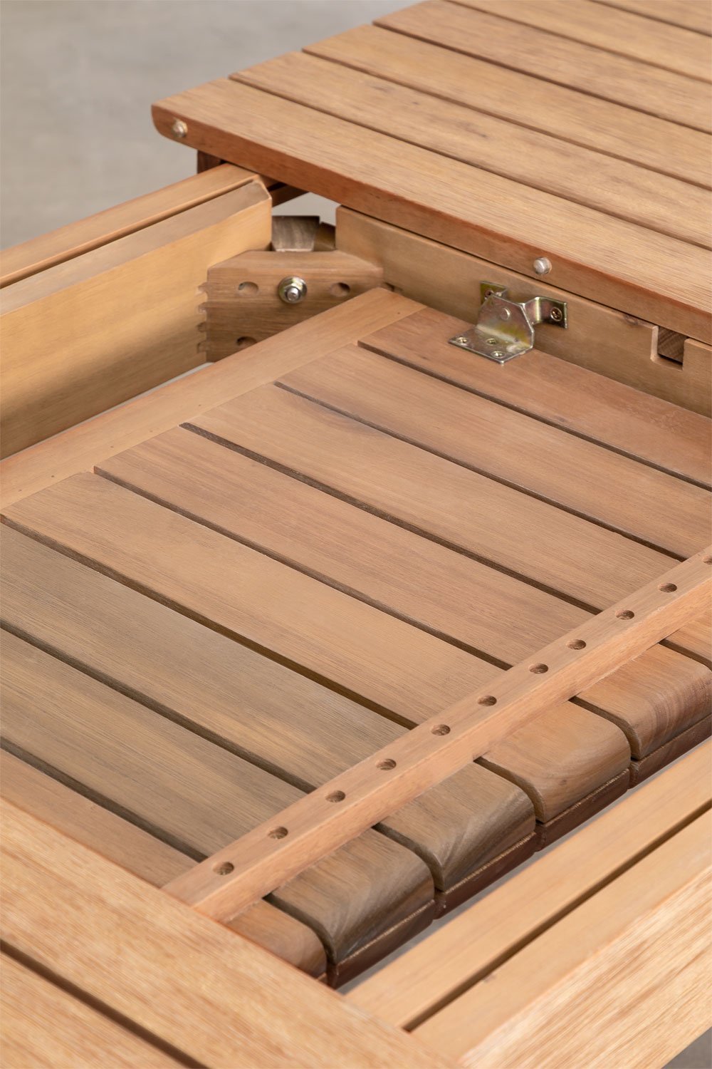 Mesa de jardim 90-150x90 cm extensível em madeira de eucalipto Naele, imagem de galeria 9