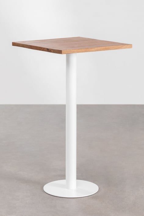 Mesa Alta Quadrada para Bar em Madeira de Acácia Macchiato - ↔︎ 60 cm