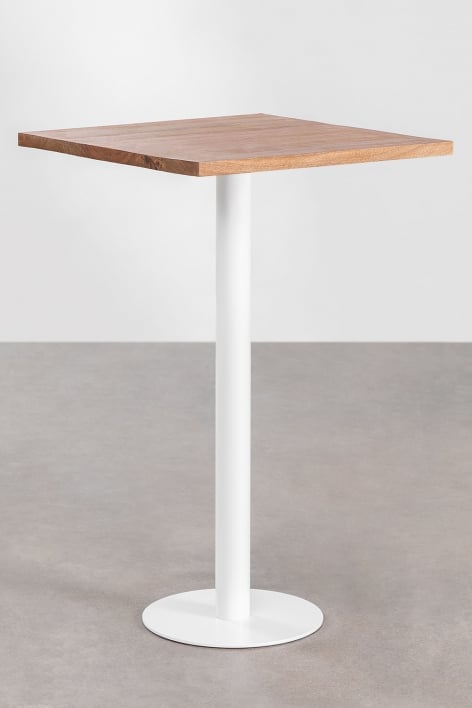 Mesa Alta Quadrada para Bar em Madeira de Acácia Macchiato - ↔︎ 70 cm