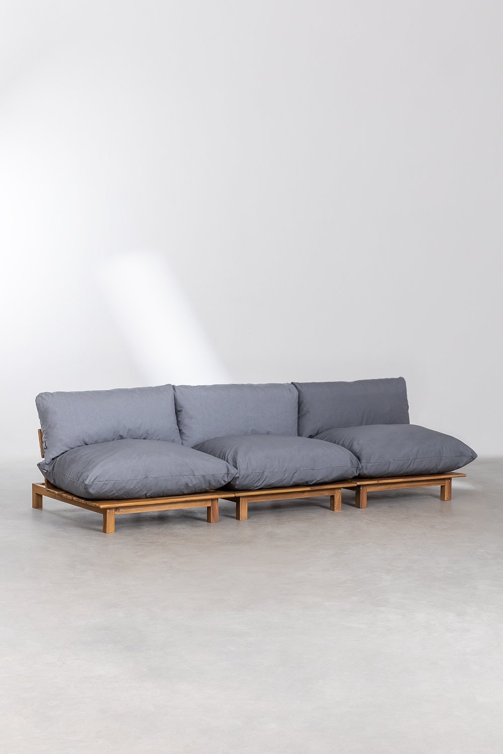 Sofá modular reclinável de 3 peças em madeira de acácia Brina, imagem de galeria 1