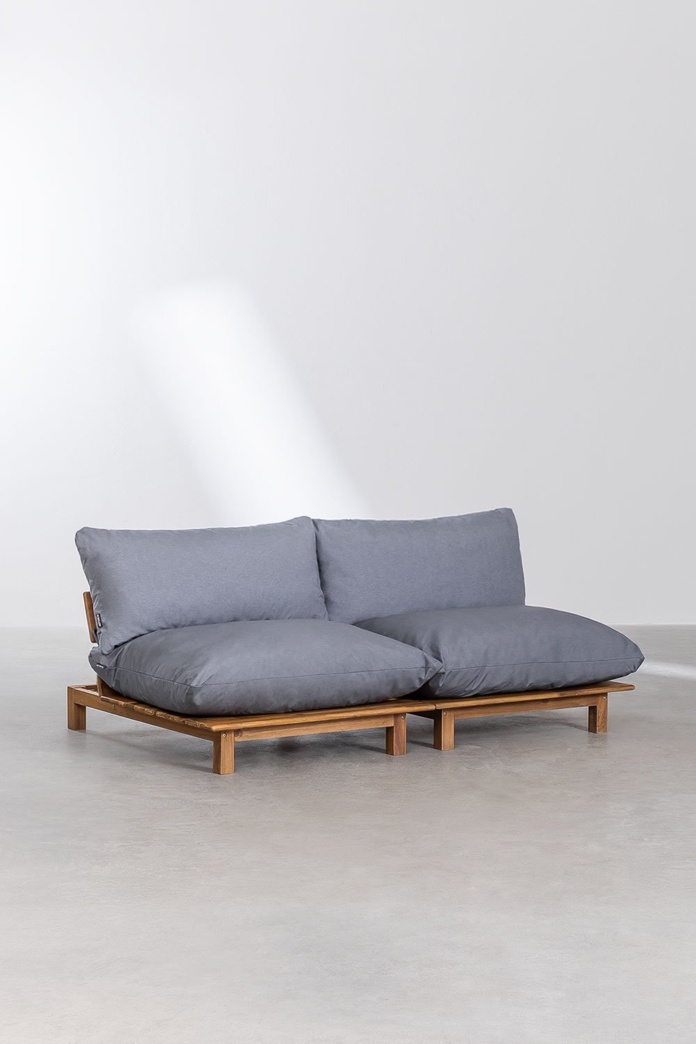 Sofá modular reclinável de 2 peças em madeira de acácia Brina, imagem de galeria 1