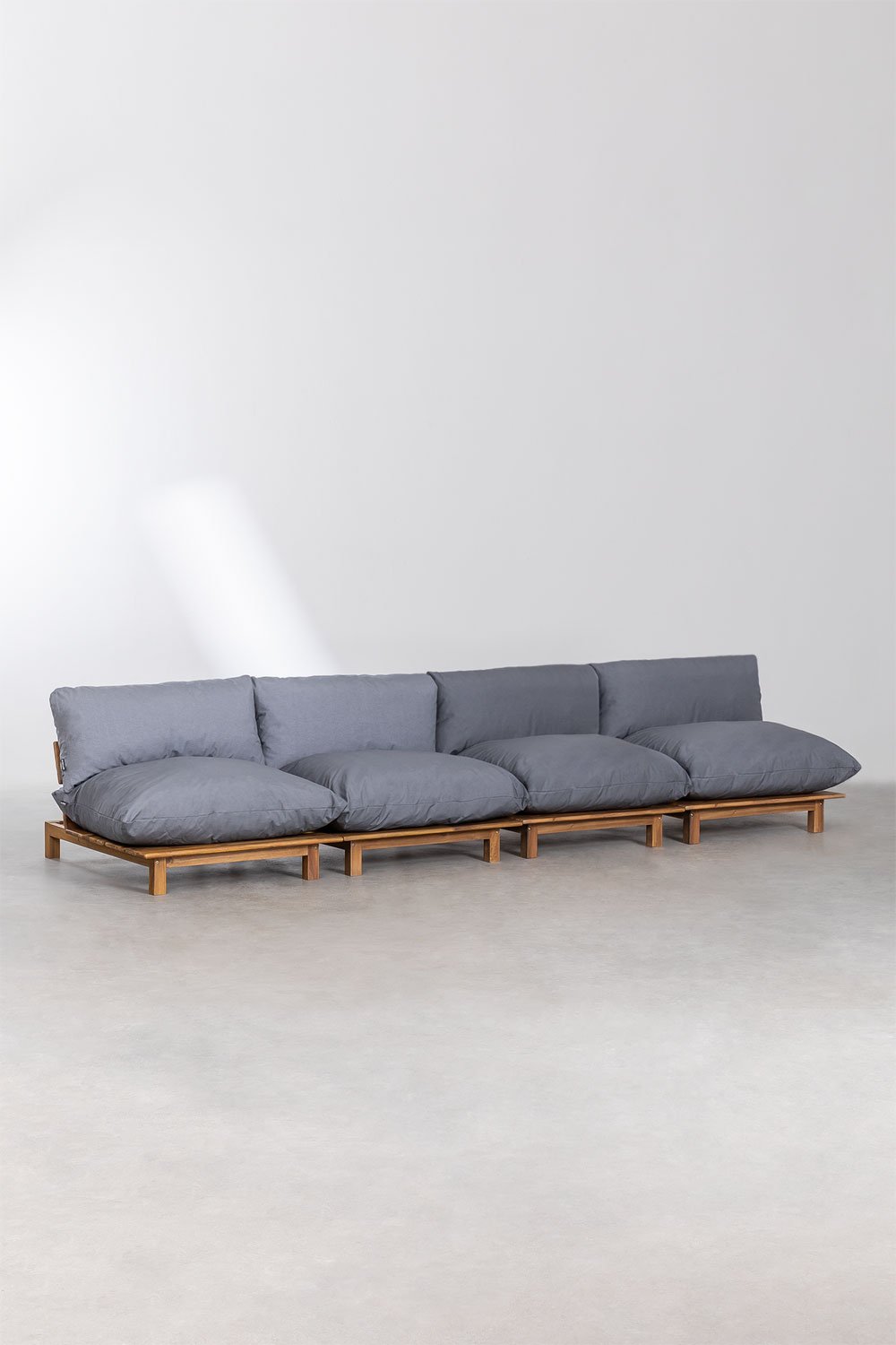 Sofá modular reclinável de 4 peças em madeira de acácia Brina, imagem de galeria 1