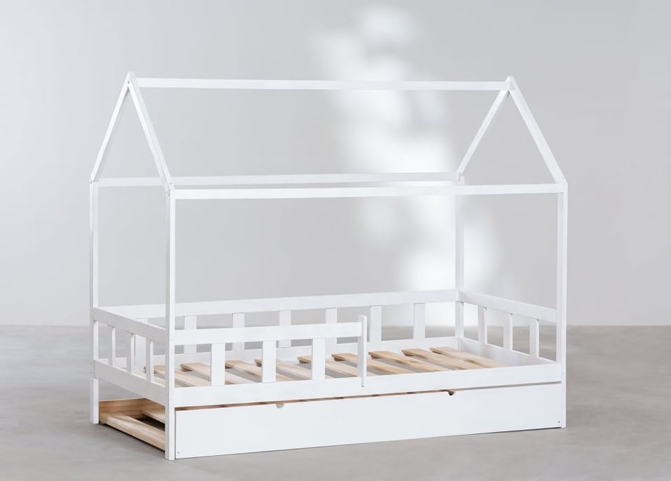 Cama de madeira para colchão Kelly Kids de 90 cm - Madeira Branca