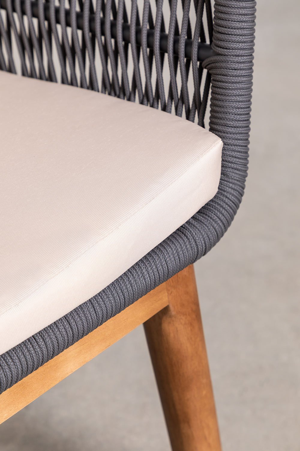 Conjunto de mesa extensível de madeira (90-150x90 cm) Naele e 4 cadeiras de jardim Barker, imagem de galeria 8