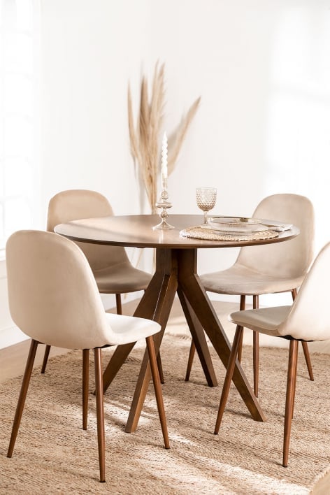 Mesa de jantar redonda de madeira (Ø100 cm) Sekiz