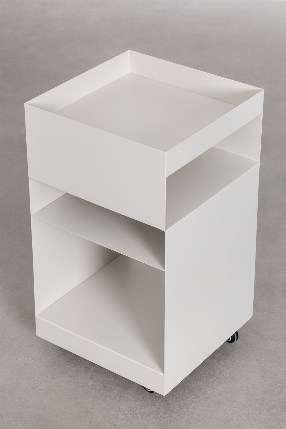 Square side table with wheels and steel shelves (35x35 cm) Rodgers, imagem de galeria 5