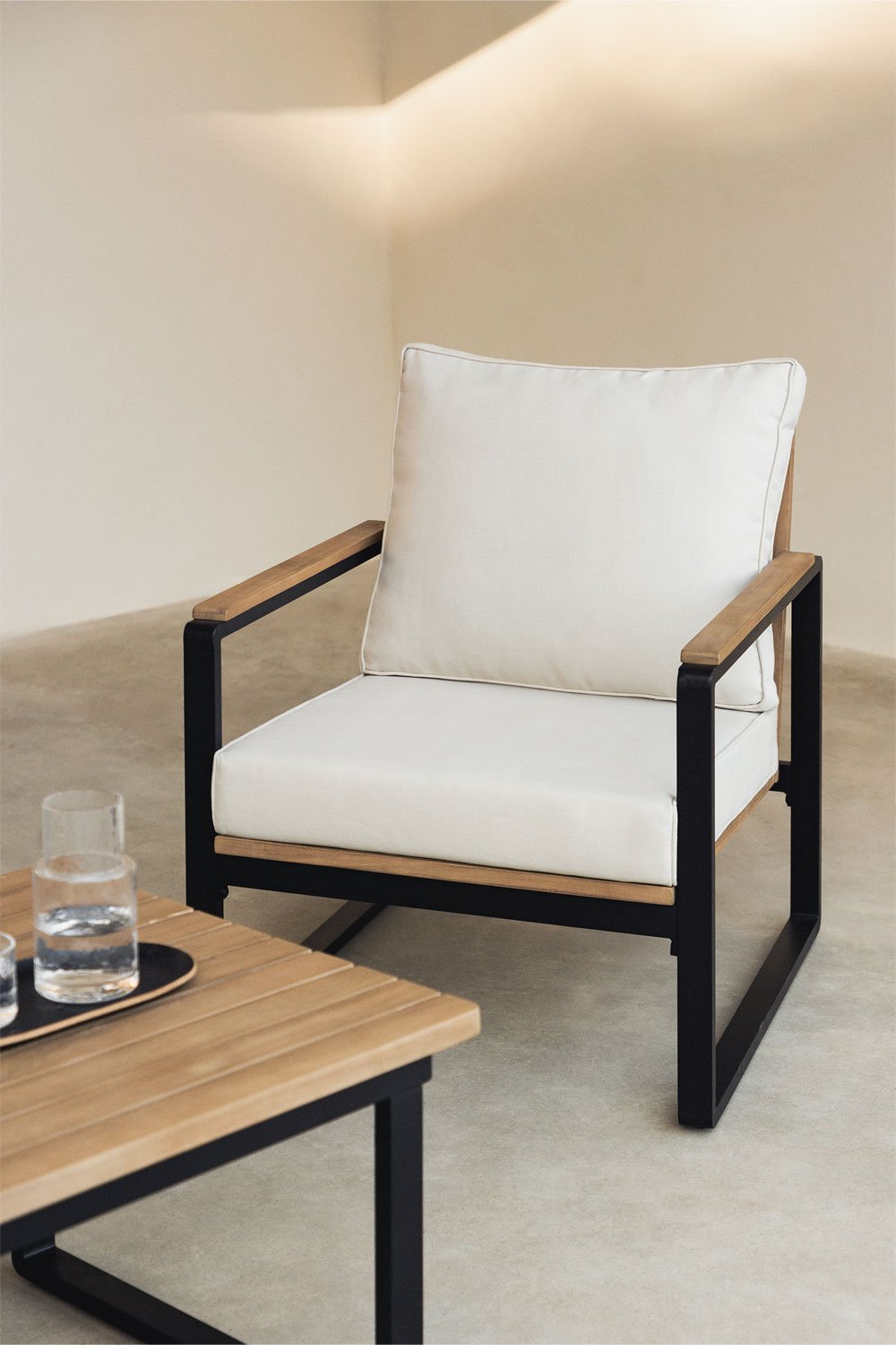 sklum Poltrona de Jardim em Alumínio e Madeira de Acácia Giselle