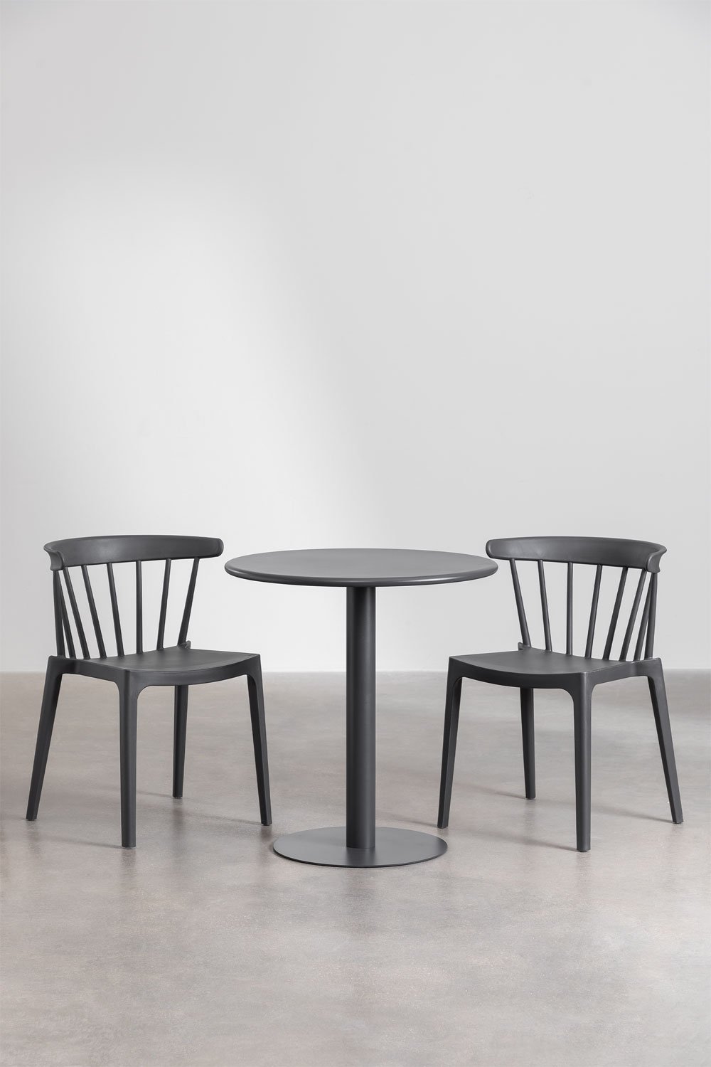 Conjunto de mesa redonda Mizzi (Ø70 cm) e 2 cadeiras de jardim Aldora, imagem de galeria 1