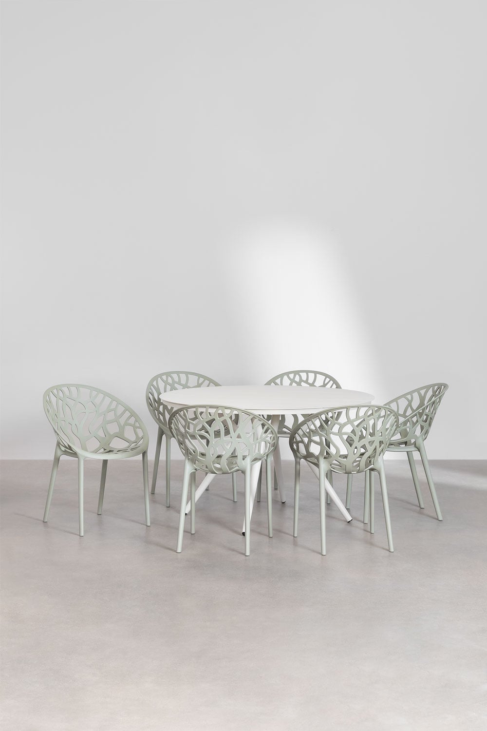 Conjunto de mesa redonda Ø125 cm em alumínio Valerie e 6 cadeiras de jardim Ores, imagem de galeria 1