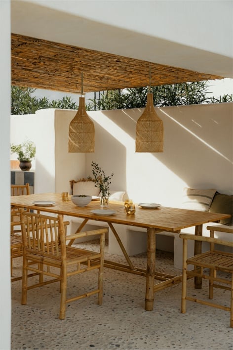 Mesa de jardim retangular em bambu Senia
