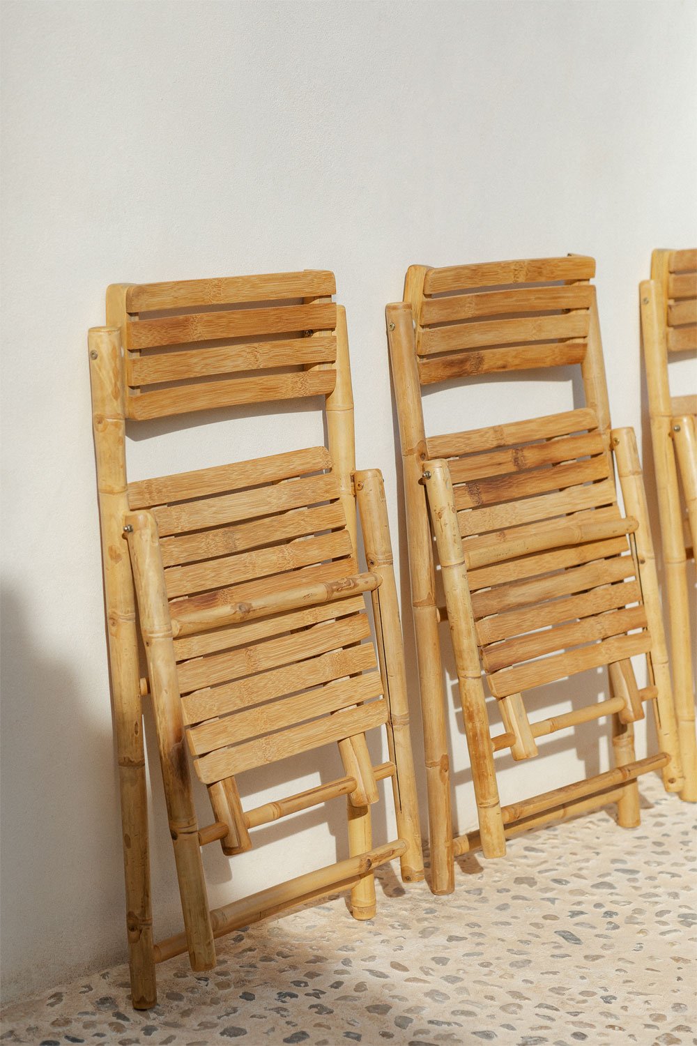 Pacote de 2 cadeiras dobráveis de jardim em bambu Nelida, imagem de galeria 1