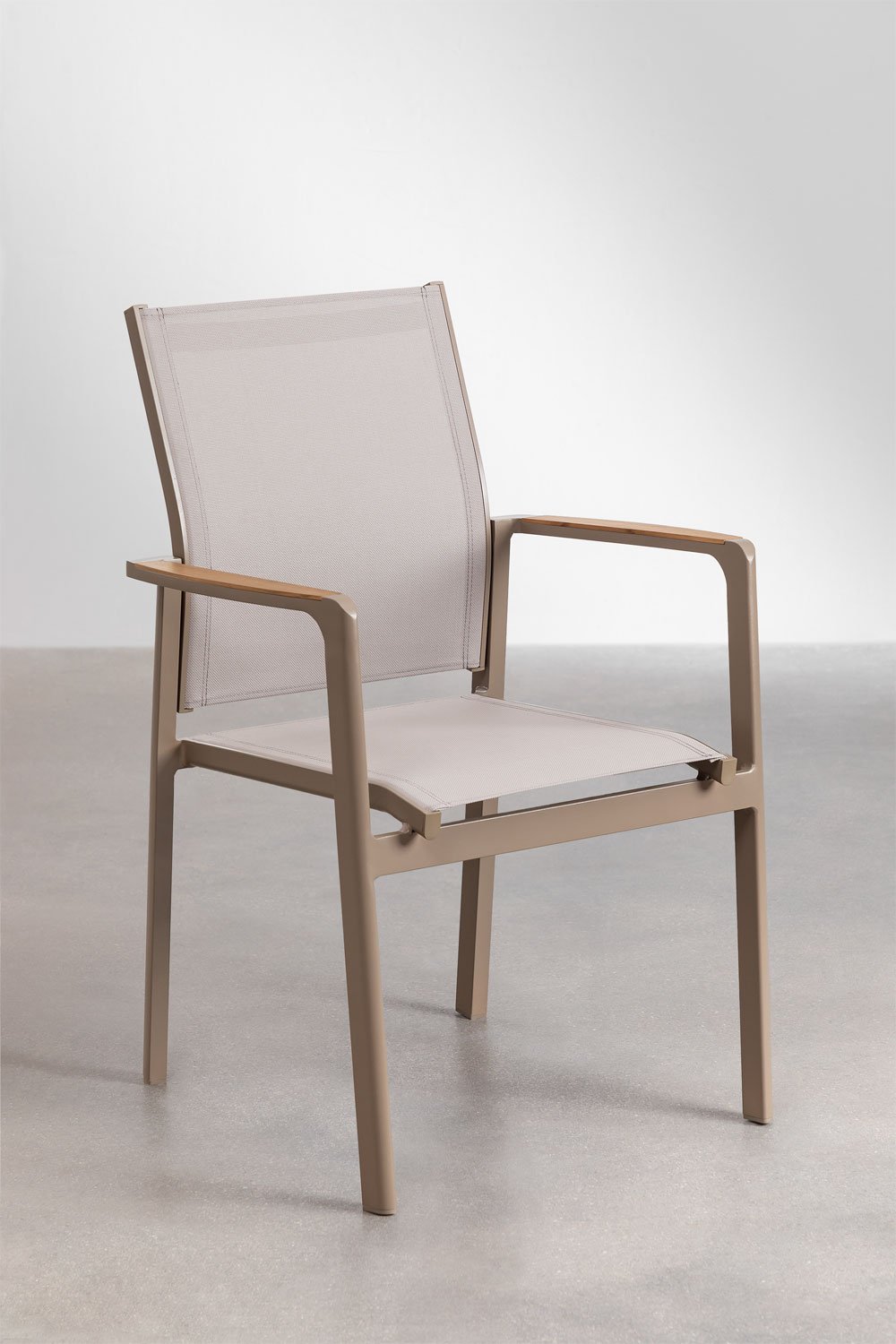 Conjunto de Mesa Retangular Katiana em Alumínio e Madeira Teca (160x90 cm) e 6 Cadeiras de Jardim em Alumínio Elvira, imagem de galeria 6