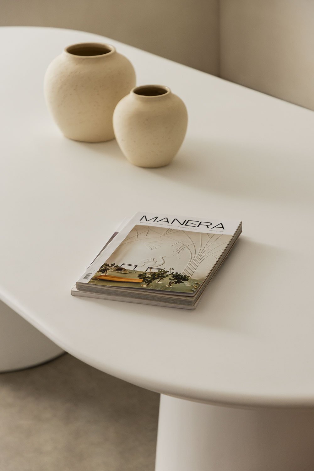 Mesa de comedor ovalada 220x95 cm en cemento Noemi, imagem de galeria 3