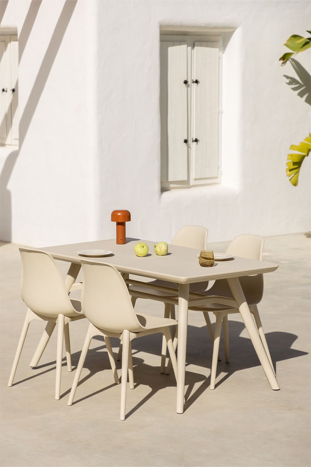 Conjunto de mesa retangular 135x80 cm e 4 cadeiras de jardim em polietileno Scand , imagem de galeria 1