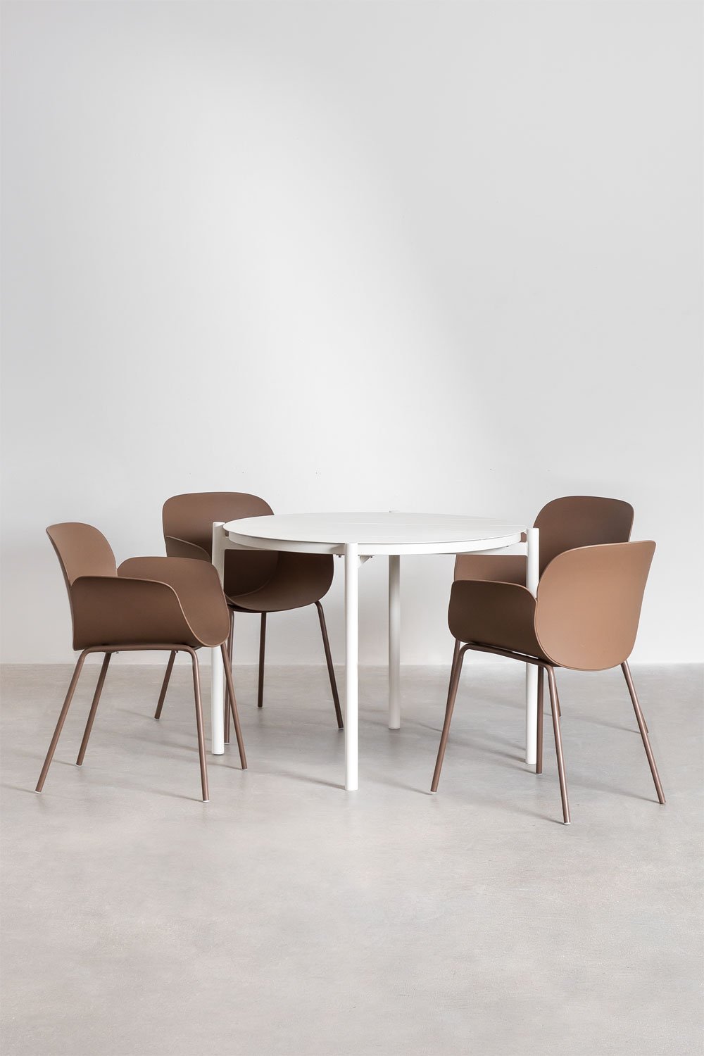 Conjunto de mesa redonda de alumínio Elton (Ø109 cm) e 4 cadeiras de jardim Lynette, imagem de galeria 1