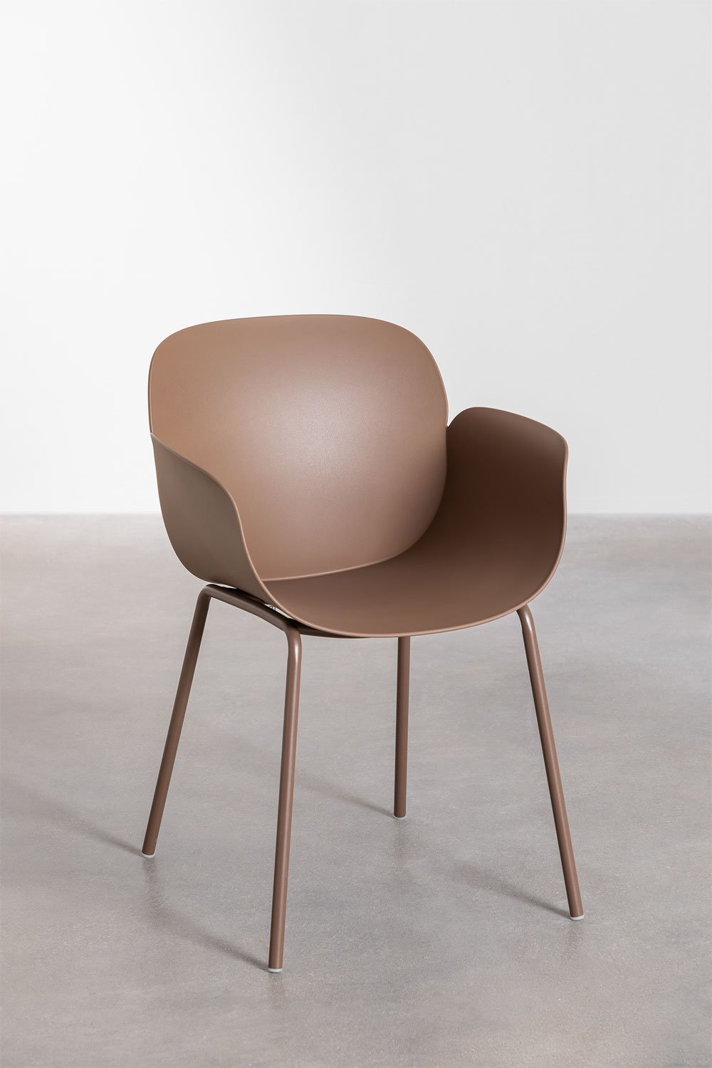 Conjunto de mesa redonda Ø110 cm em alumínio Elton e 4 cadeiras de jardim em polipropileno e aço Lynette, imagem de galeria 5