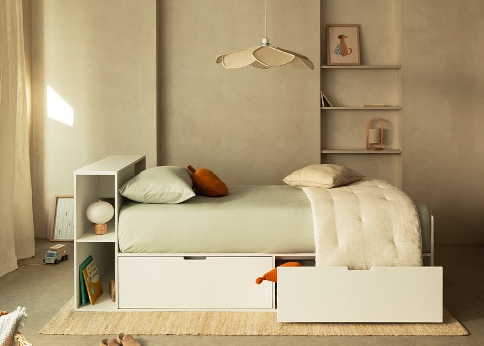 Cama para colchão 90x190 cm com 2 gavetas em MDF Janete Kids