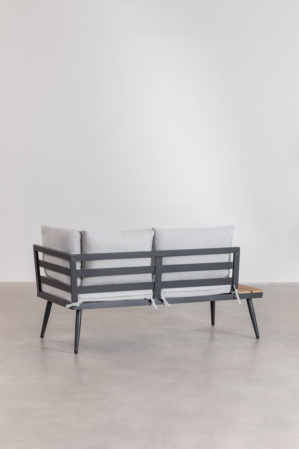 Conjunto de jardim com sofá de canto de 4 lugares e mesa de centro em alumínio e madeira Nadi, imagem de galeria 7