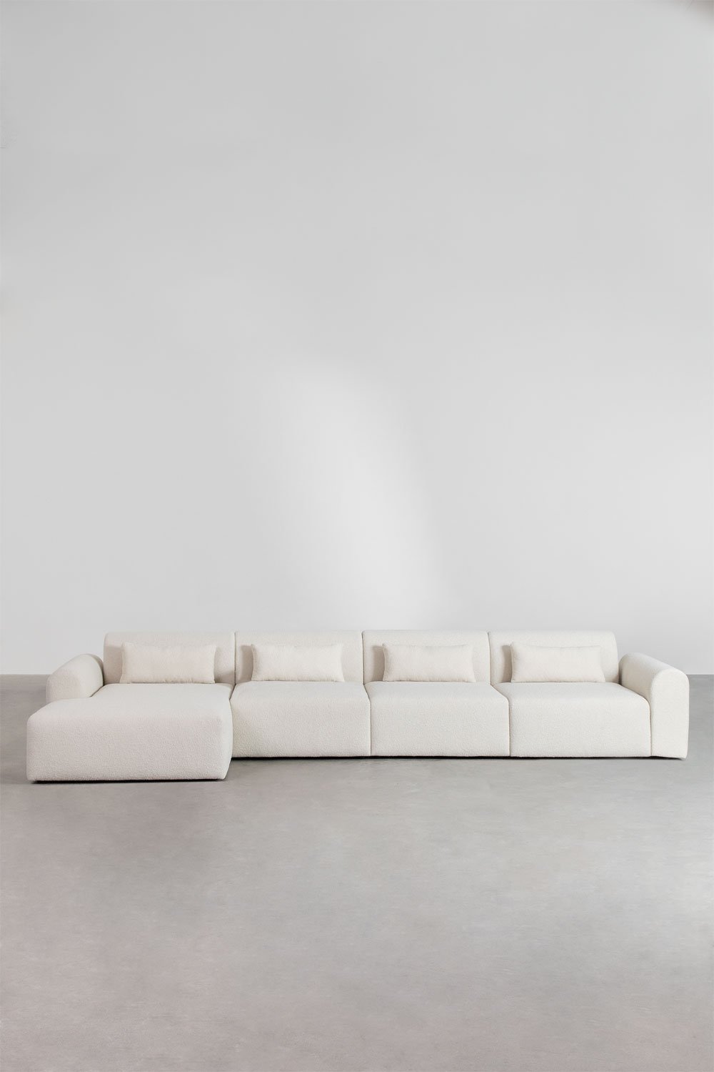 Sofá modular chaise longue esquerdo de 4 peças em borreguito Borjan, imagem de galeria 4