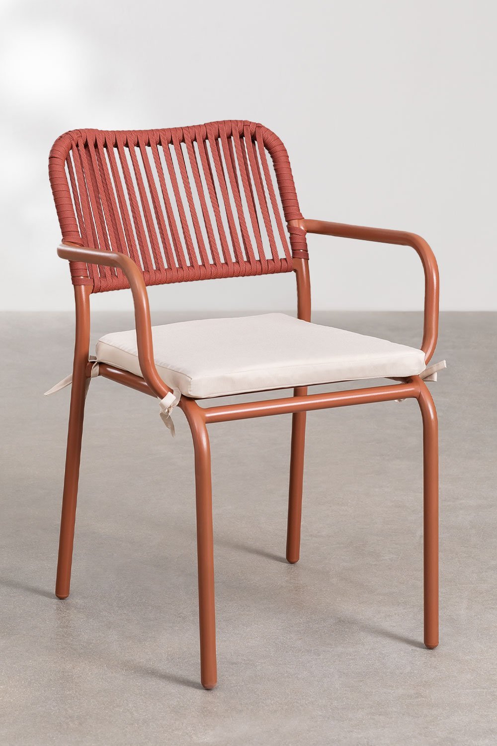 Conjunto de mesa retangular 160 x 90 cm e 4 cadeiras de jantar empilháveis em alumínio Arhiza, imagem de galeria 5