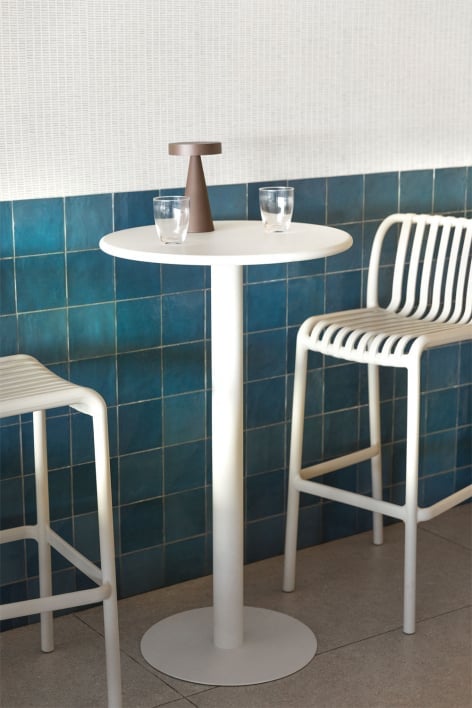 Mesa alta redonda Ø60 cm em metal Mizzi - Gardénia Branco
