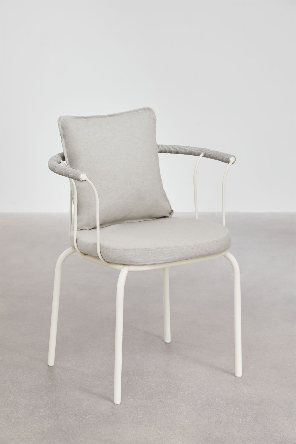 Cadeira de jantar empilhável Boucid com braços em aço, imagem de galeria 1