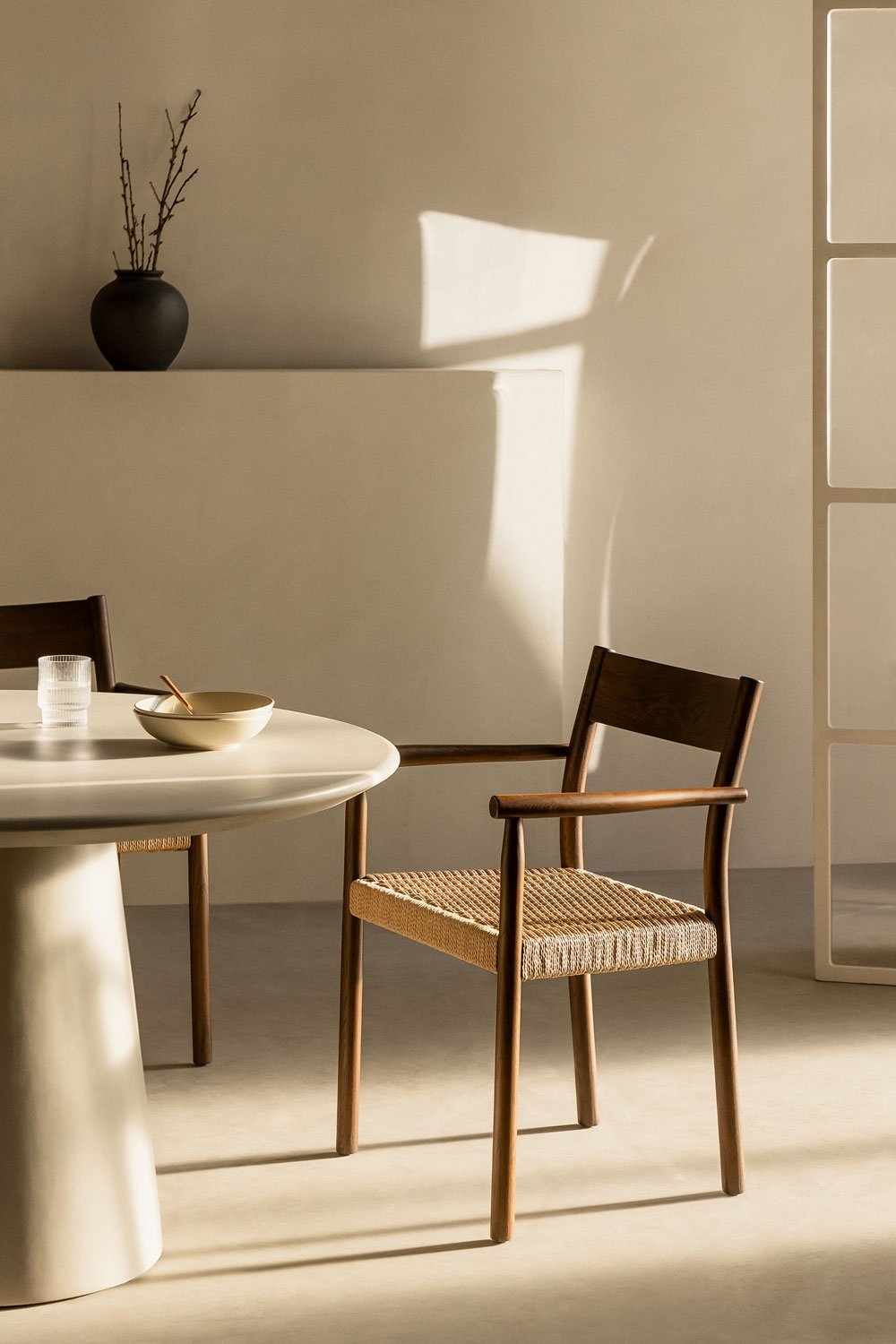 Pacote de 2 cadeiras de jantar em madeira de carvalho e corda trançada Mara, imagem de galeria 1
