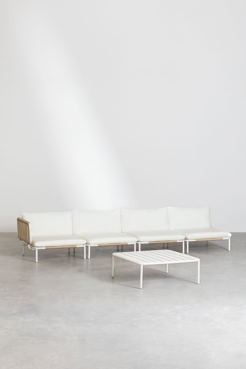 Sofá de jardim modular de canto de 4 peças e mesa de centro estilo Roubly, imagem de galeria 1