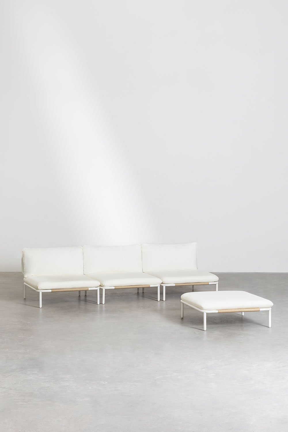 Sofá e pufe de jardim modular de 3 peças estilo Roubly, imagem de galeria 1