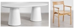 Conjunto de mesa de jantar oval 220x95 cm em cimento Noemi e 6 cadeiras de jantar em madeira de carvalho Mara Signature, imagem de galeria 1