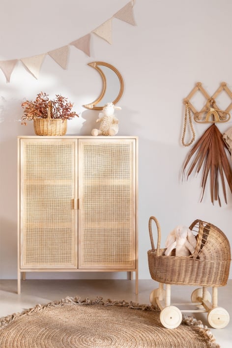Aparador com 2 Portas em Rattan e Madeira Reyna