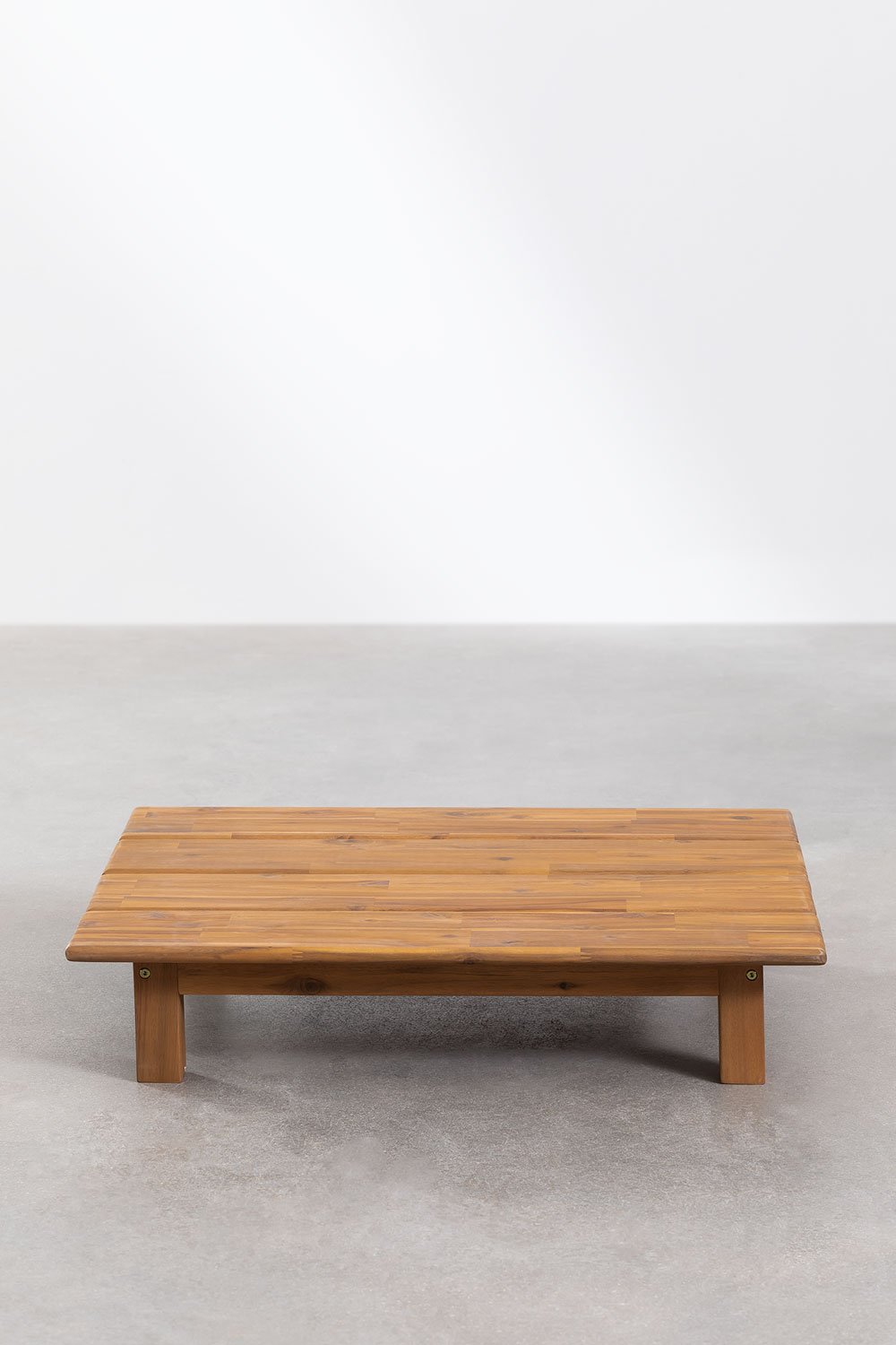 Conjunto de sala com sofá modular reclinável de 3 peças, mesa de centro e puff em madeira de acácia Brina, imagem de galeria 9
