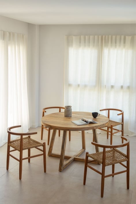 Mesa de jantar redonda em madeira de mangueira (Ø120 cm) Laysa