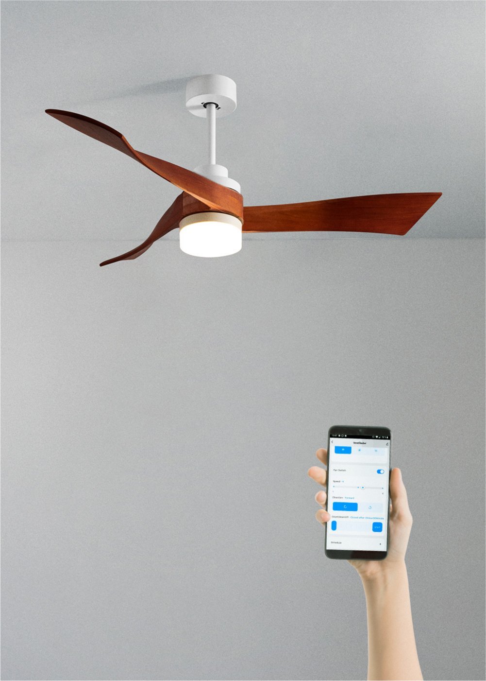 CREATE - WIND CURVE - Ventoinha de teto 40W silencioso Ø132 cm 100% madeira, imagem de galeria 1