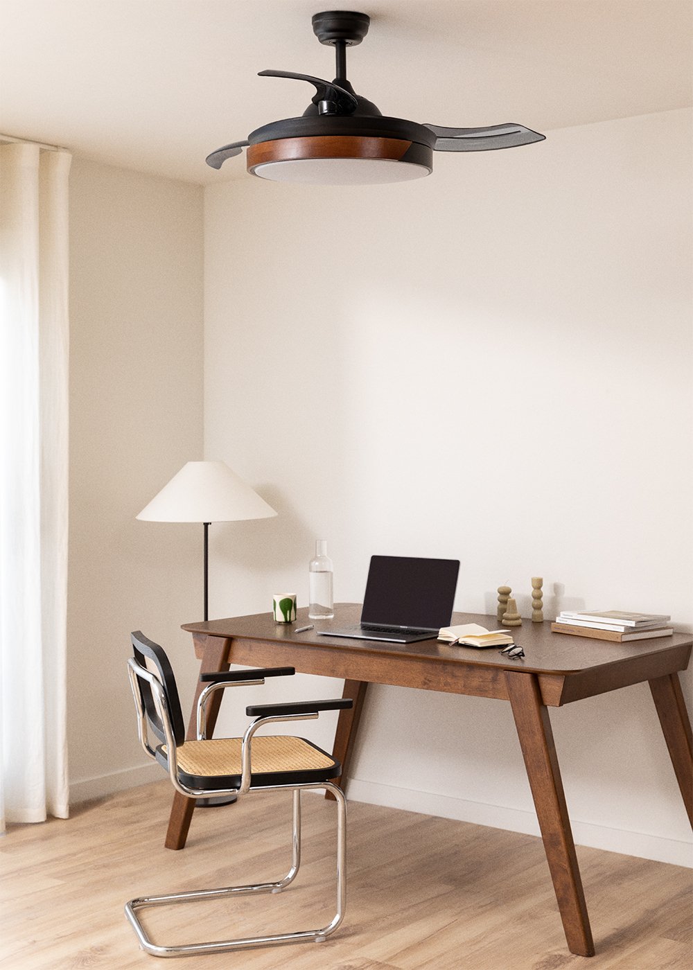 CREATE - WIND CLEAR - Ventilador de teto 40W silencioso Ø108cm lâminas retrácteis com luz LED 36W, imagem de galeria 3