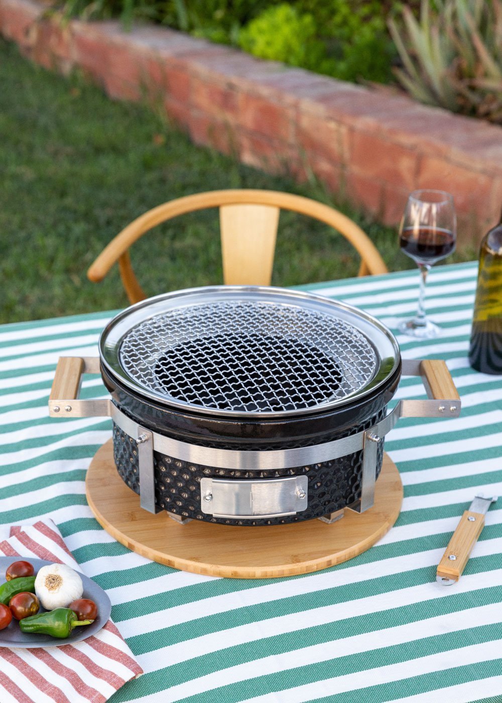 CREATE - BBQ KAMADO HIBACHI - Churrasqueira redonda com grill e chapa, imagem de galeria 2