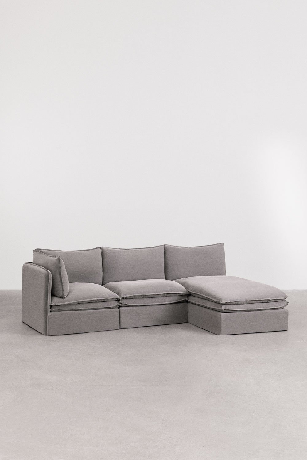 Sofá chaise longue modular Grace de 3 peças em linho e algodão, imagem de galeria 1