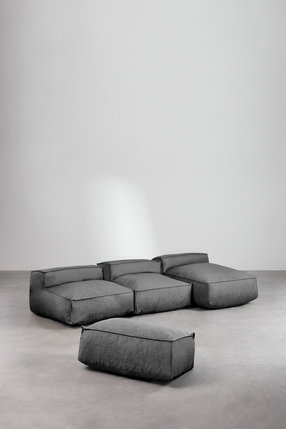 Sofá modular chaise longue de 3 peças e puff para jardim Dojans, imagem de galeria 3