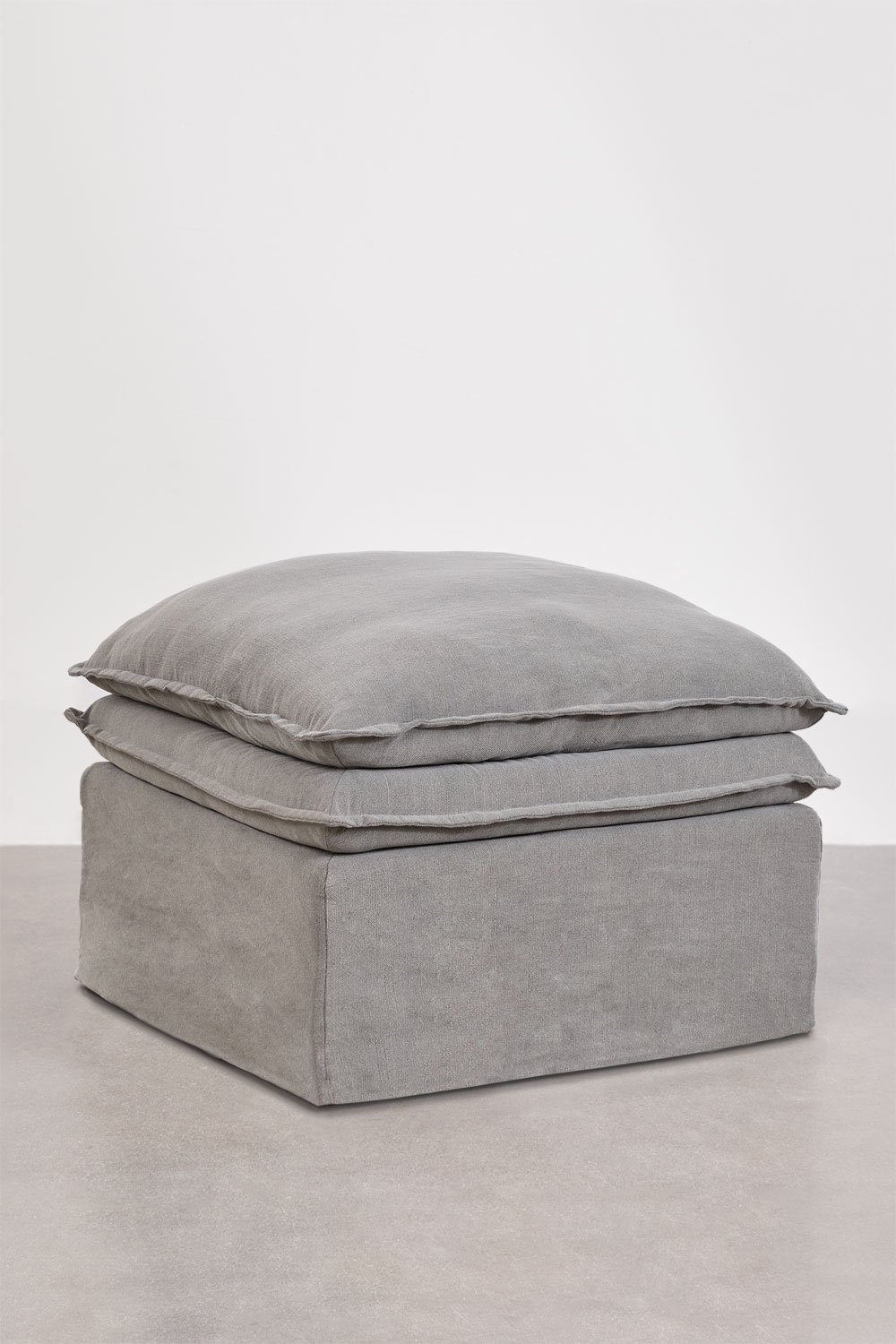 Sofá modular chaise longue de 3 peças e puff em linho e algodão Grace, imagem de galeria 11