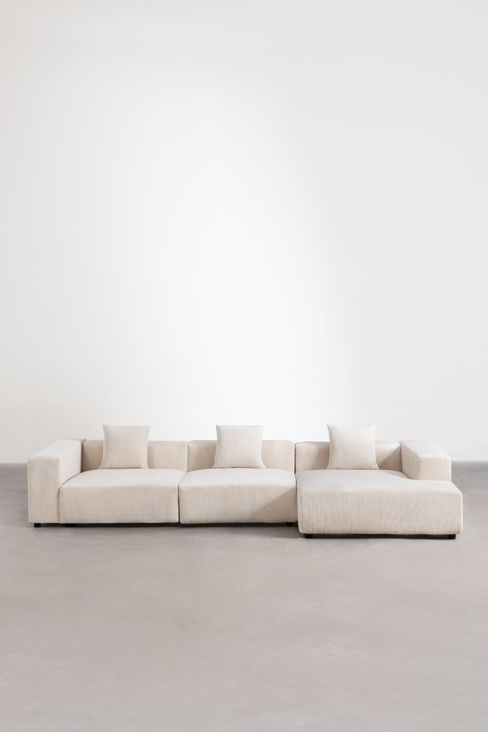 Sofá modular chaise longue direito de 3 peças ↔︎375 cm com apoio de braço alto Bruna, imagem de galeria 4