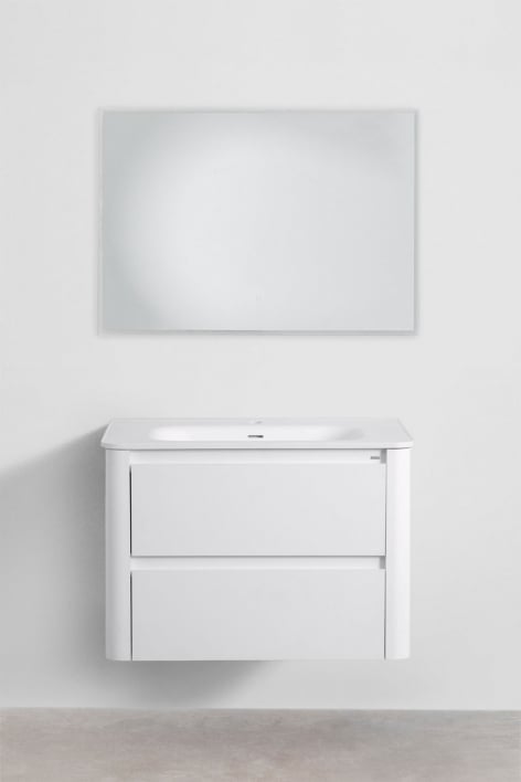 Conjunto de móvel de casa de banho em madeira com lavatório integrado Egerton - Branco