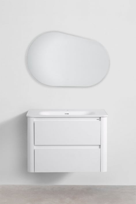 Conjunto de móvel de casa de banho em madeira com lavatório integrado Egerton - Branco