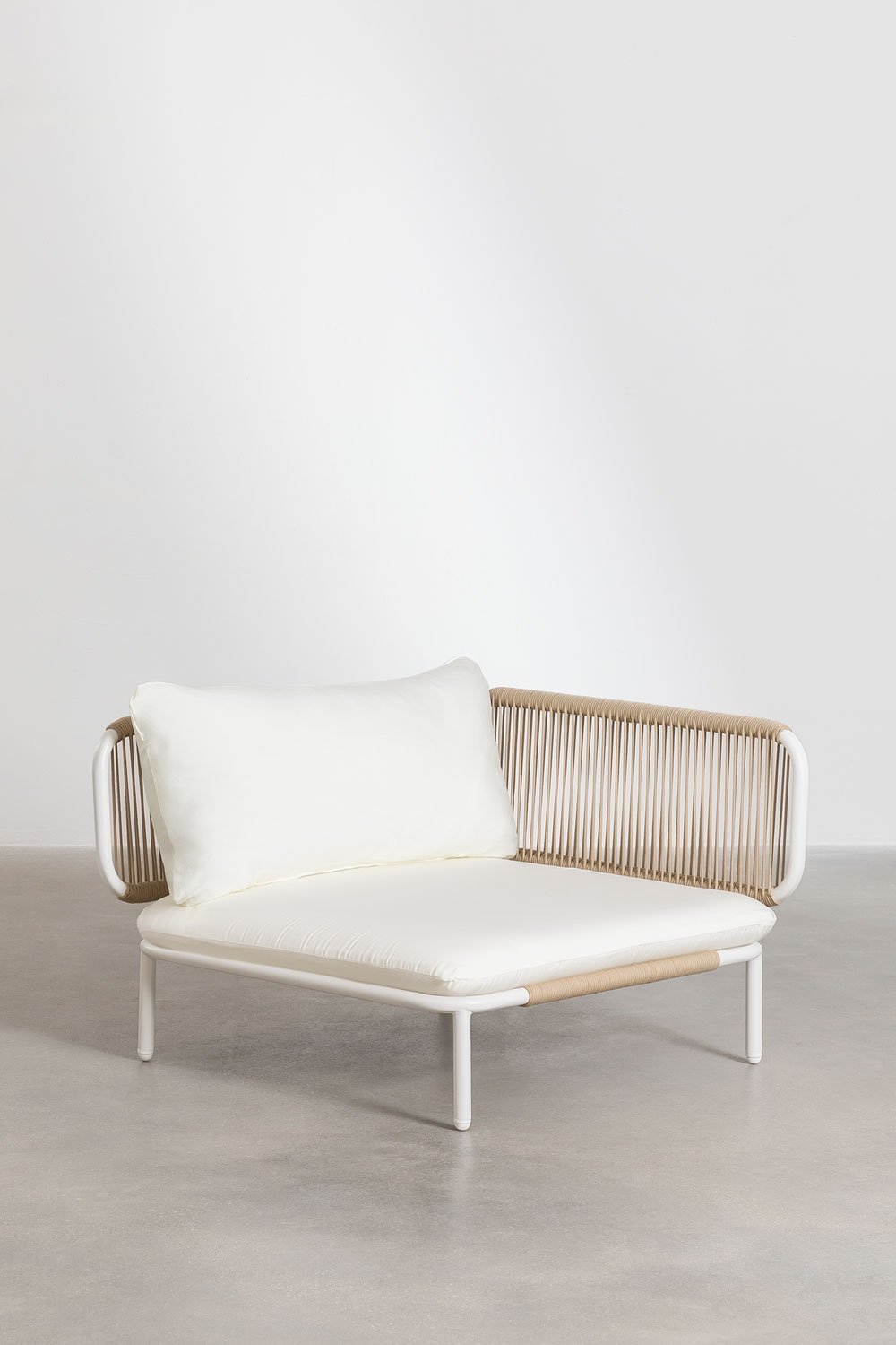 Sofá de jardim modular de 3 peças com 2 poltronas de canto, pufe e poltrona Roubly, imagem de galeria 3