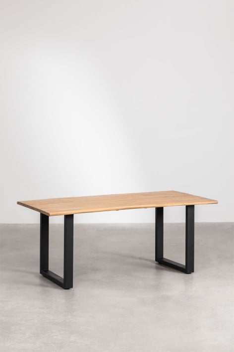 Mesa de jantar retangular em madeira de acácia e aço (180x90 cm) Maupi - Preto