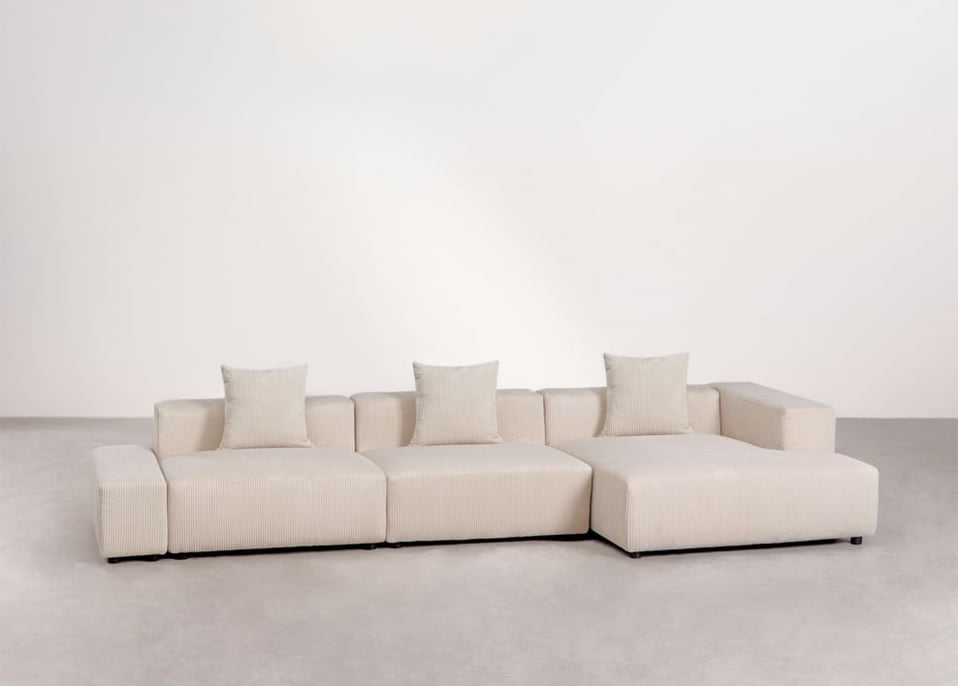 Sofá modular chaise longue de canto direito de 3 peças (↔︎375 cm) Bruna